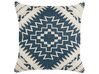 Set of 2 Cotton Cushions Geometric Pattern 50 x 50 cm Blue and Beige SAFI_831154