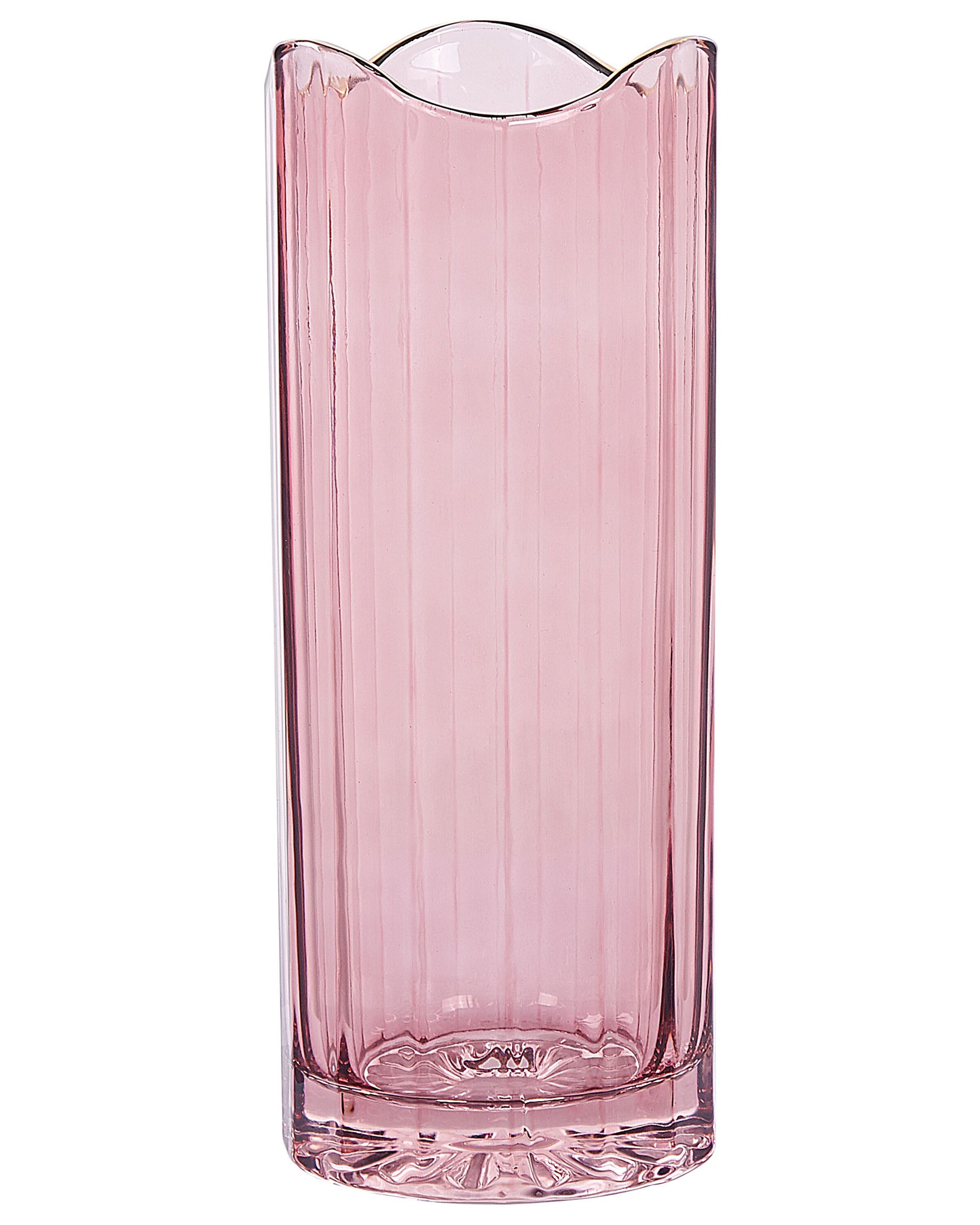 Ontoegankelijk Arresteren smog Bloemenvaas roze glas 30 cm PERDIKI | ✓ Gratis Levering