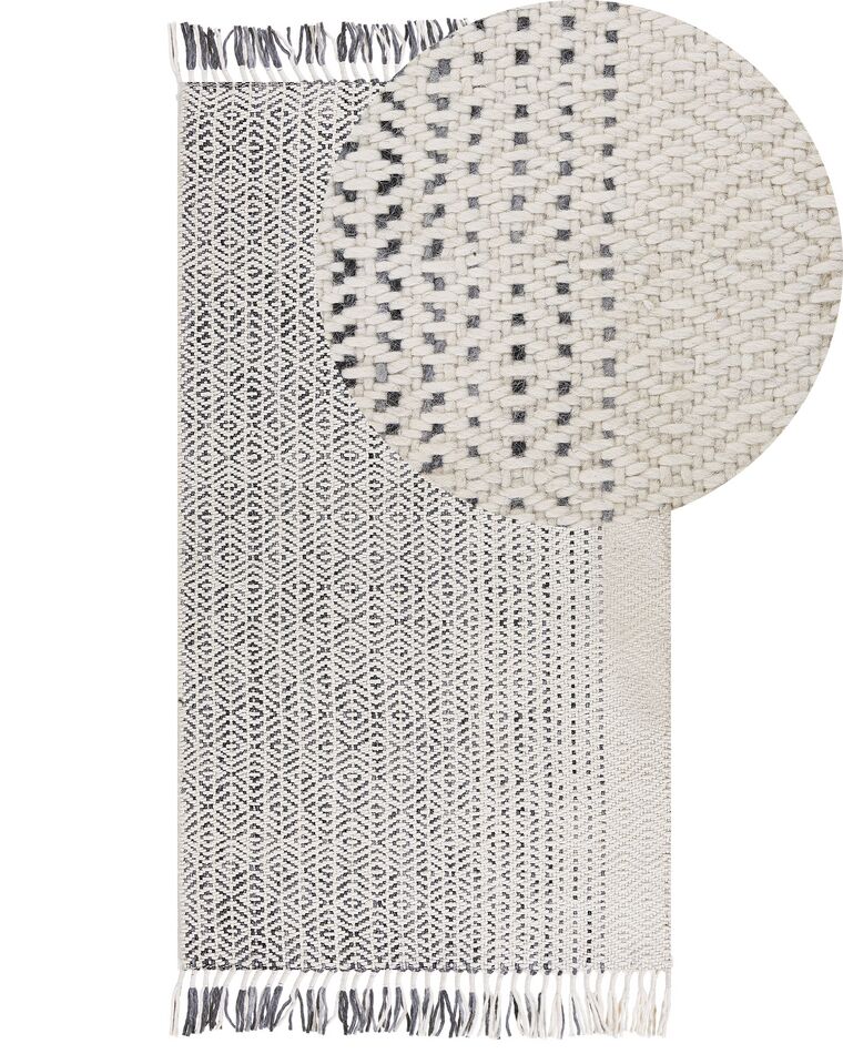 Alfombra de lana blanco/gris 80 x 150 cm OMERLI_852618