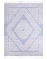 Teppich Baumwolle blau / cremeweiß 140 x 200 cm geometrisches Muster Kurzflor ANSAR_861024