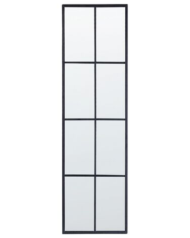 Kovové nástenné zrkadlo v tvare okna 38 x 132 cm čierne CAMON