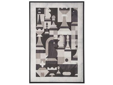 Tableau décoratif avec motif d'échecs 63 x 93 cm gris BANDO