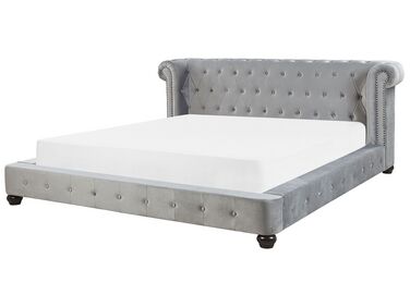 Zamatová posteľ 180 x 200 cm sivá CAVAILLON