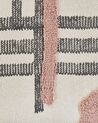 Teppich Baumwolle beige / schwarz 140 x 200 cm abstraktes Muster Fransen Kurzflor MURADIYE_817043