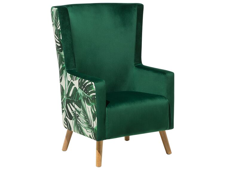 Velvet Wingback Chair Green ONEIDA_702169