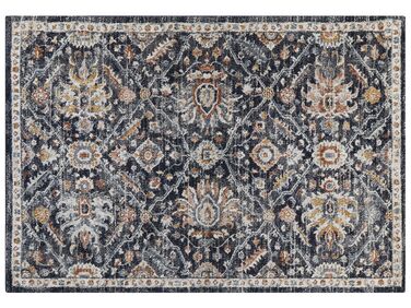Teppich dunkelblau / beige 160 x 230 cm orientalisches Muster Kurzflor MALISHKA