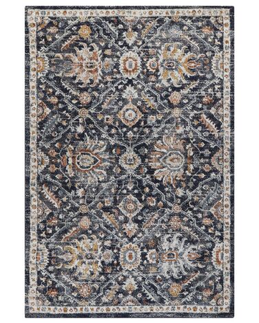 Teppich dunkelblau / beige 160 x 230 cm orientalisches Muster Kurzflor MALISHKA