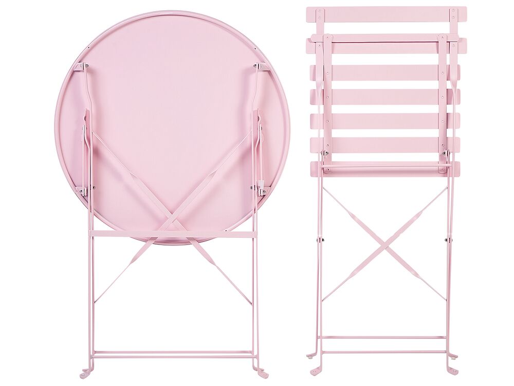 Steel Garden Bistro Set Pink FIORI Beliani.co.uk
