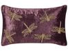 Set of 2 Embroidered Velvet Cushions Dragonfly Motif 30 x 50 cm Purple DAYLILY_892664