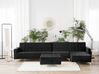 Left Hand Modular Velvet Sofa with Ottoman Black ABERDEEN_857459