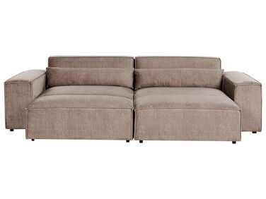 Canapé d'angle à gauche modulable 2 places en tissu avec ottoman marron HELLNAR