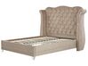 Zamatová posteľ 140 x 200 cm sivobéžová AYETTE_832150