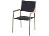 Table de jardin plateau bois eucalyptus 220 cm et 8 chaises en rotin noir GROSSETO_768561