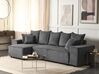 Canapé-lit d'angle à droite avec rangement en velours côtelé gris foncé LUSPA_898720