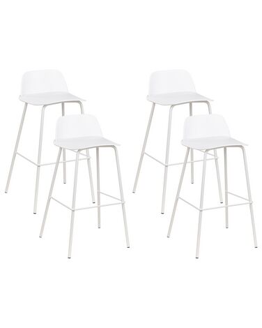 Set of 4 Bar Chairs White MORA