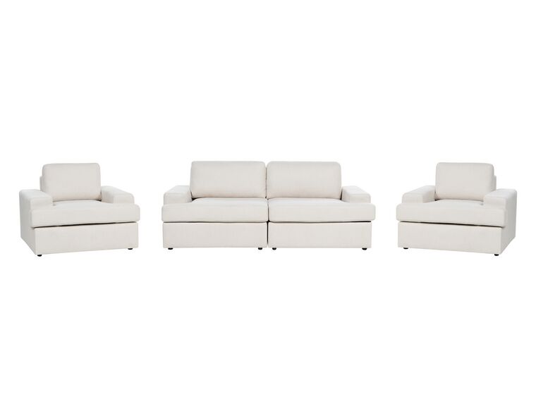 Conjunto de sofás 5 lugares em tecido creme claro ALLA_893943