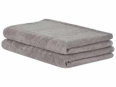 Conjunto de 2 toalhas em algodão cinzento MITIARO