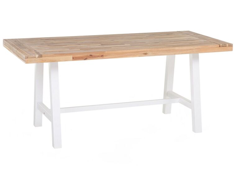 Table de jardin en bois d'acacia et pieds blancs 170 x 80 cm SCANIA_705198