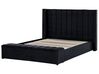 Łóżko welurowe z ławką 160 x 200 cm czarne NOYERS_834561