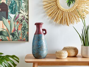 Terracotta Decorative Vase 40 cm Blue and Brown VELIA