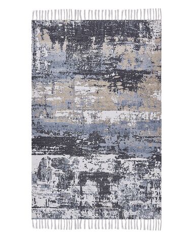 Teppich mehrfarbig 140 x 200 cm abstraktes Muster Fransen Kurzflor KONAKLI