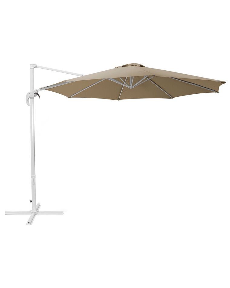 Cantilever Garden Parasol ⌀ 3 m Sand Beige and White Canopy SAVONA_699615