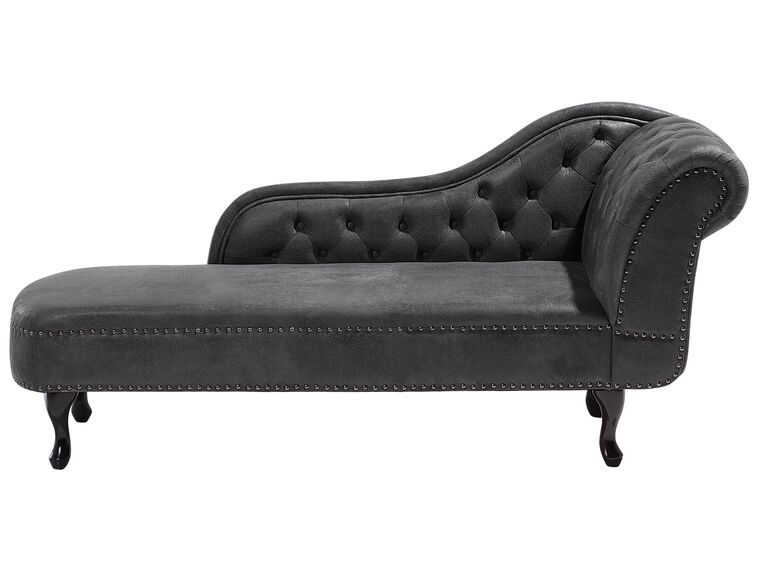 Right Hand Chaise Lounge Faux Suede Grey NIMES_697523