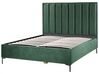 Sametová souprava nábytku postel 160 x 200 cm +2 noční stolky tmavě zelená SEZANNE_892539