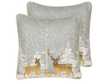 Set of 2 Cotton Cushions Christmas Motif 45 x 45 cm Grey AECHMEA
