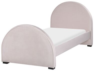 Sametová postel 90 x 200 cm pastelově růžová NOZAY