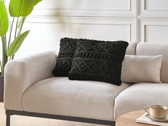 Koristetyyny puuvilla musta makramee 45 x 45 cm 2 kpl MUDANYA Koristetyyny puuvilla musta makramee 45 x 45 cm 2 kpl MUDANYA