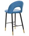 Zestaw 2 krzeseł barowych welurowy niebieski FALTON_795850