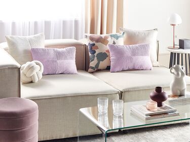 Set of 2 Corduroy Cushions 47 x 27 cm Violet MILLET