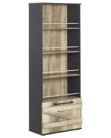 4 Tier Bookcase Light Wood with Black SALTER
