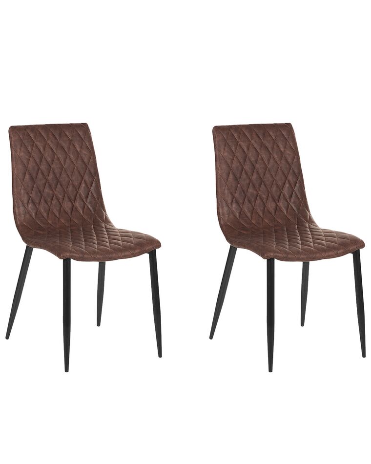 Conjunto de 2 sillas de comedor de piel sintética marrón/negro MONTANA_754494