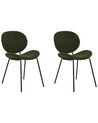 Set of 2 Boucle Dining Chairs Dark Green LUANA_886488