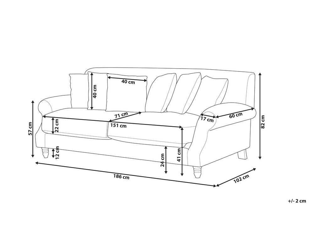 3 Seater Velvet Sofa Off White Eike