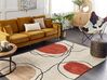 Teppich Baumwolle beige / rot 160 x 230 cm abstraktes Muster Kurzflor BOLAT_840005