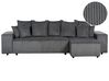 Left Hand Jumbo Cord Corner Sofa Bed with Storage Dark Grey LUSPA_898708