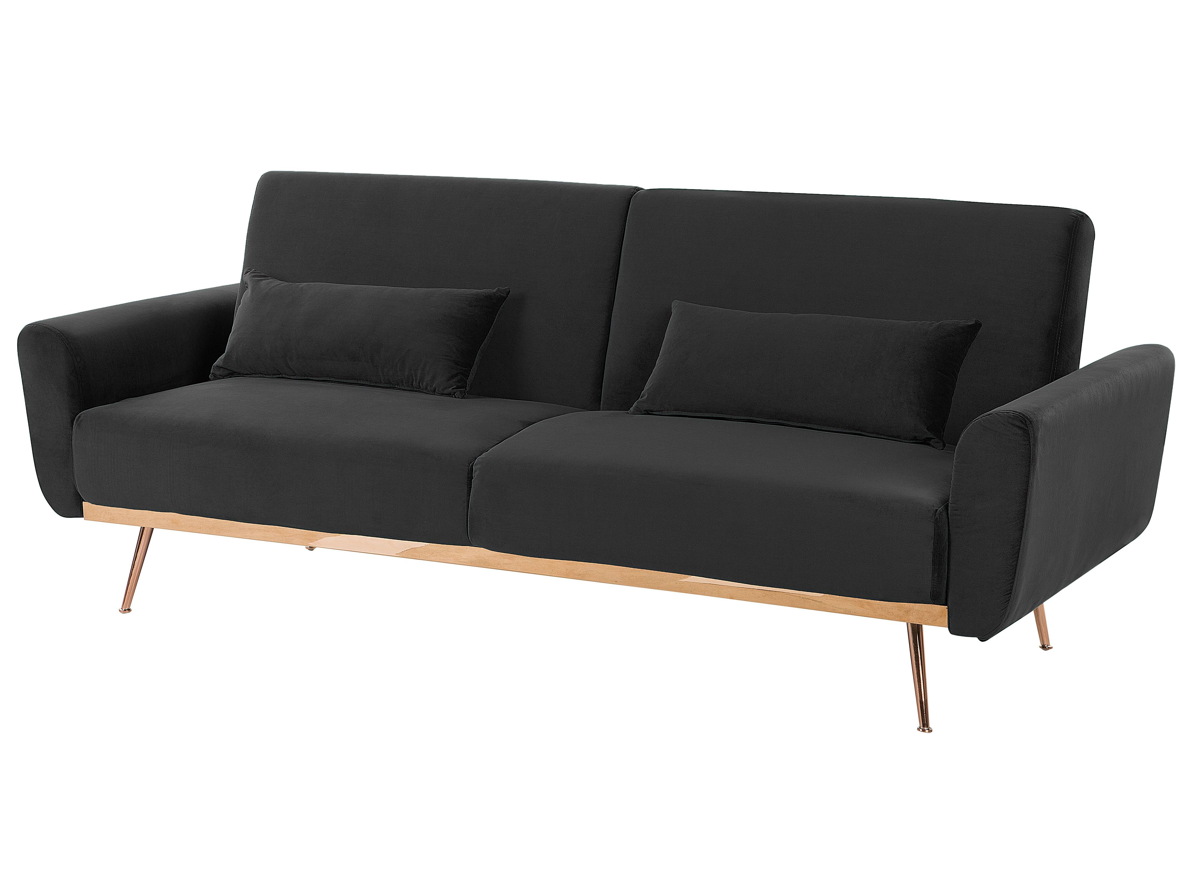 Sofa rozkładana welurowa czarna EINA