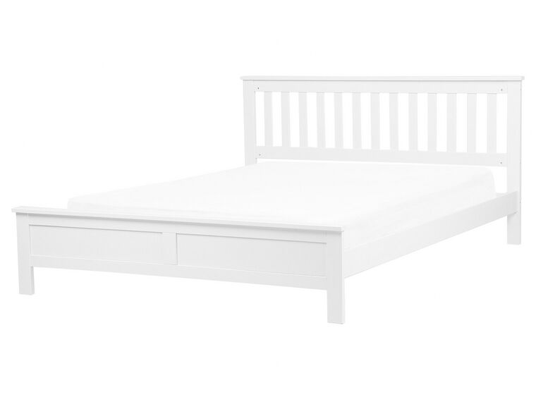 Bílá dřevěná postel s rámem MAYENNE 160x200 cm_734353