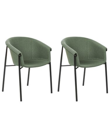 Lot de 2 chaises de salle à manger en tissu vert AMES