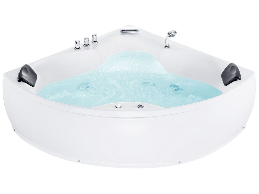 Whirlpool Corner Bath With LED 1500 X 1500 Mm White SENADO Beliani at whirlpool-corner-bath-with-led-1500-x-1500-mm-white-senado-beliani-at