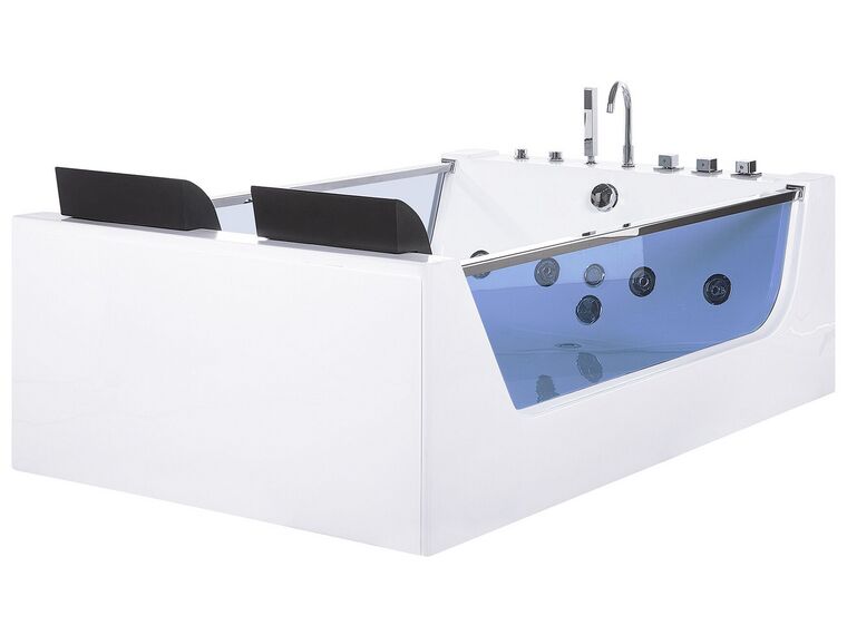 Whirlpool Bath with LED 1800 x 1200 mm White CURACAO | Beliani.co.uk