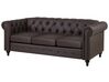 3 Seater Faux Leather Sofa Brown CHESTERFIELD_732153