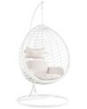 PE Rattan Hanging Chair with Stand White FANO_724367