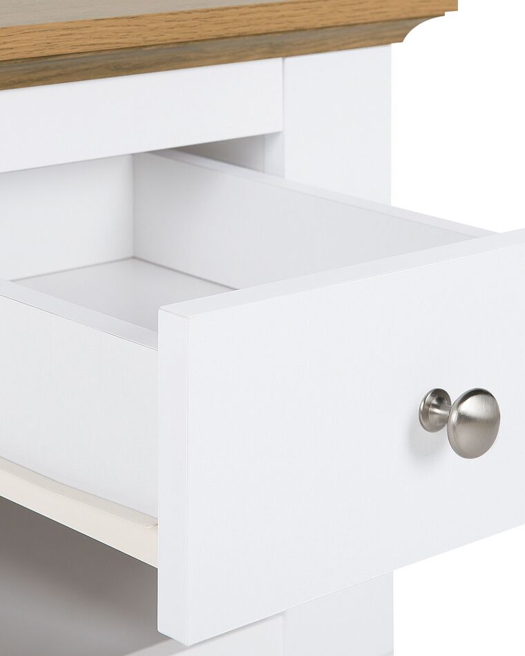 Nesika Nachttisch Mit Schublade & Schiebetür - Weiß & Hellholz
