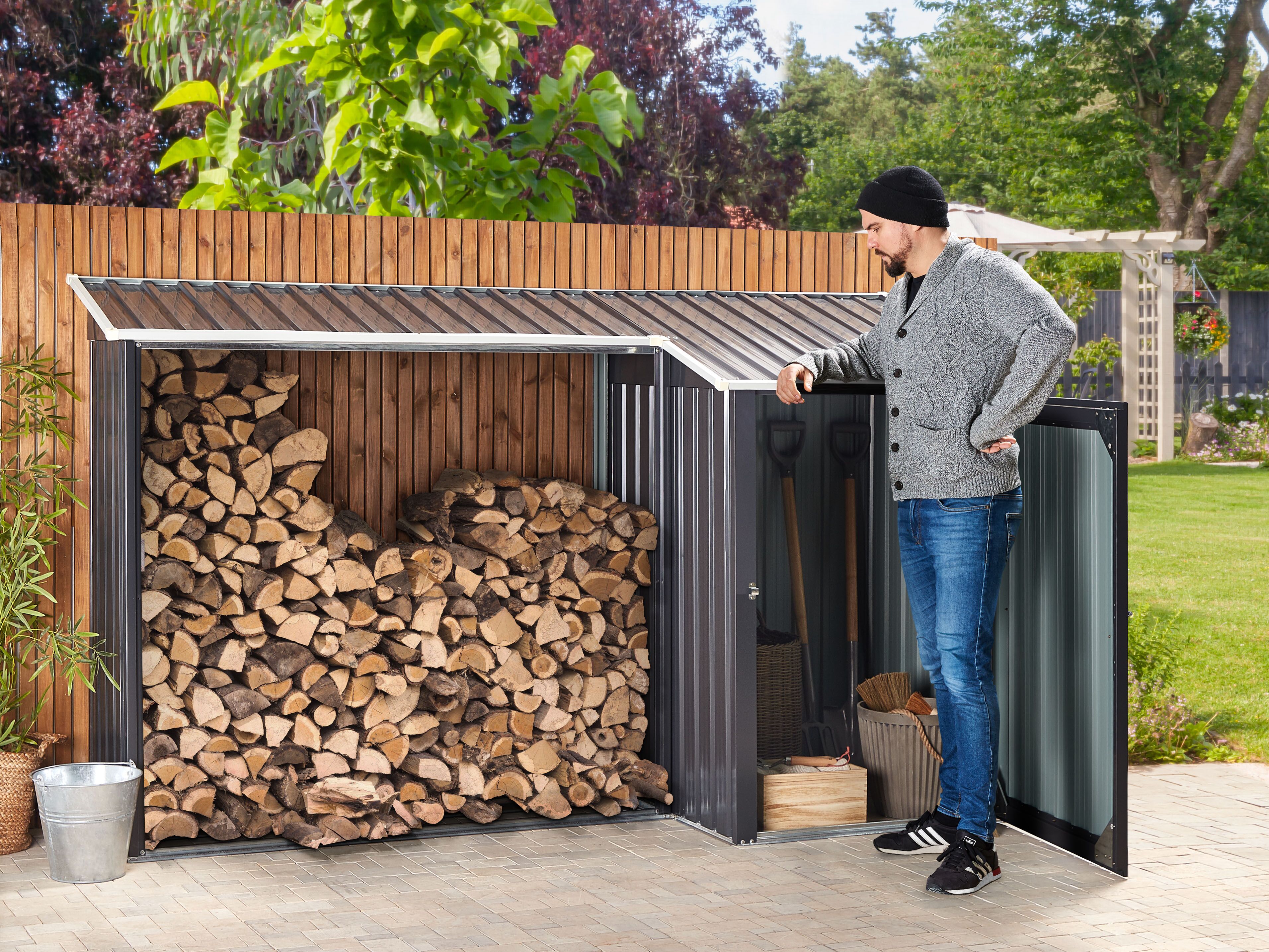 Tuinschuur 161x89x161 cm gegalvaniseerd staal grijs kopen Tuinschuur 161x89x161 cm gegalvaniseerd staal grijs kopen