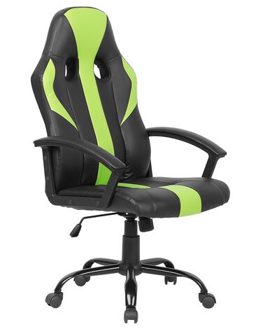 Cadeira de escritório em pele sintética preta e verde SUCCESS