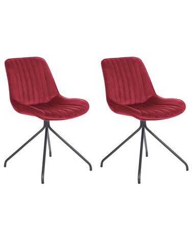 Conjunto de 2 sillas de terciopelo rojo oscuro/negro NAVASOTA